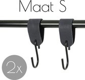 2x Leren S-haak hangers - Handles and more® | NAVY - maat S (Leren S-haken - S haken - handdoekkaakje - kapstokhaak - ophanghaken)
