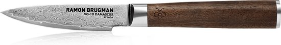 Ramon Brugman by MOA - Schilmes - VG10 Staal - 66 Laags damaststaal - Onbehandeld walnoot hout - 9 cm lemmet