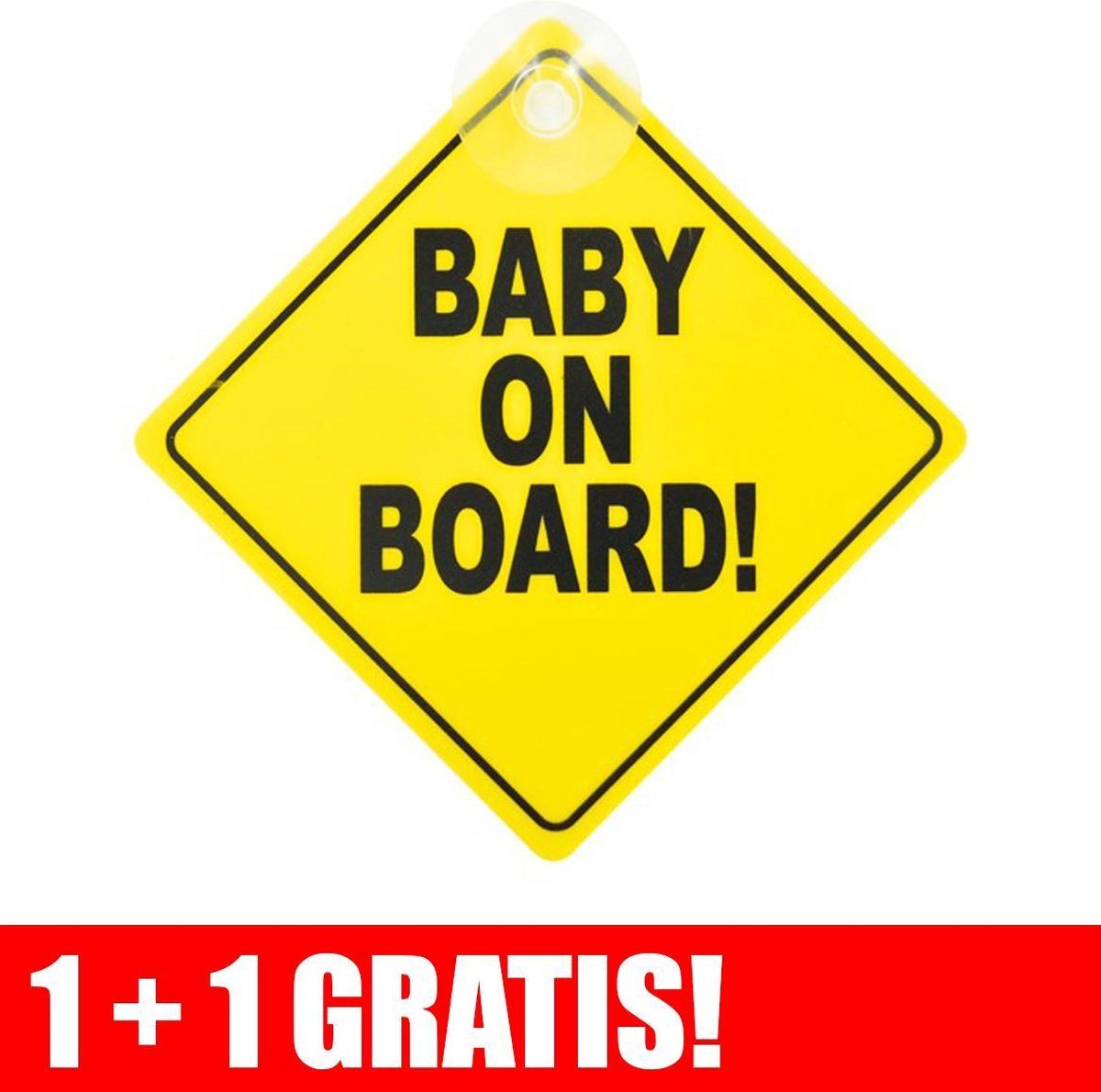 Bébé à bord sur losange PVC de 15 x 15 cm style road sign avec ventouse