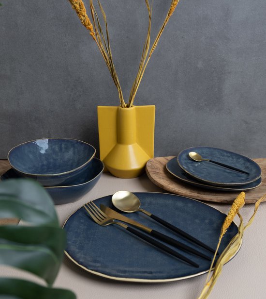 COSY&TRENDY Aicha Blue diep bord - 20 x 16,5 cm - Set-6