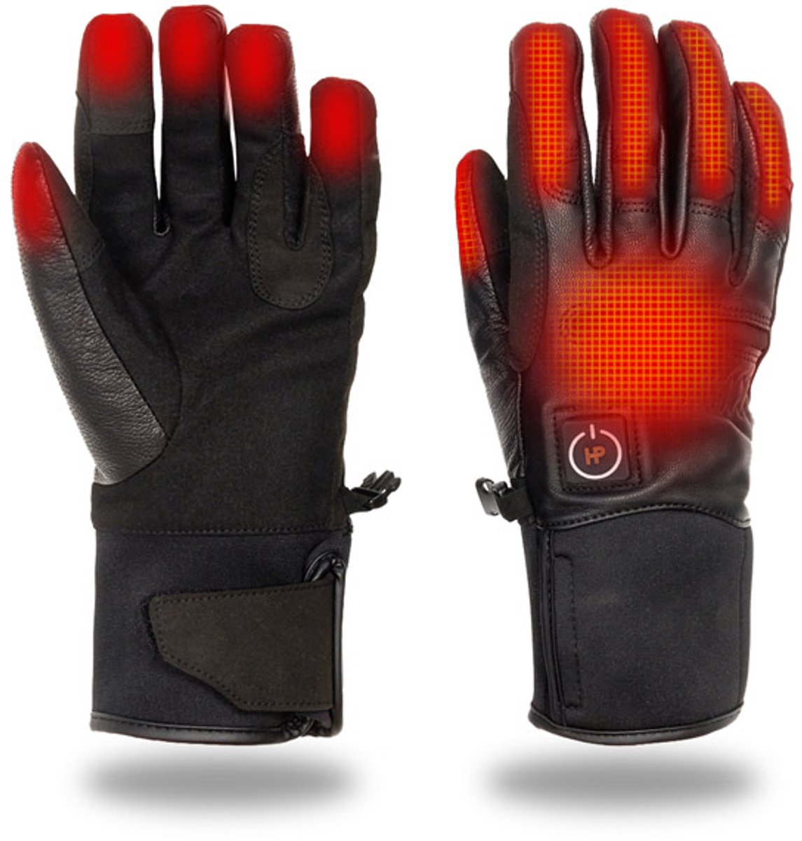 HeatPerformance® NATURE | Verwarmde dames handschoenen - zwart - leer - accu - maat XXL