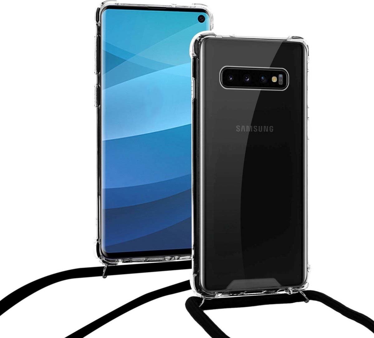Hoesje Geschikt Voor Samsung Galaxy S10 hoesje met koord transparant Siliconen Zwart – S10 backcover – Hoesje Geschikt Voor Samsung Galaxy S10 case – oTronica koord hoesje Hoesje Geschikt Voor Samsung Galaxy