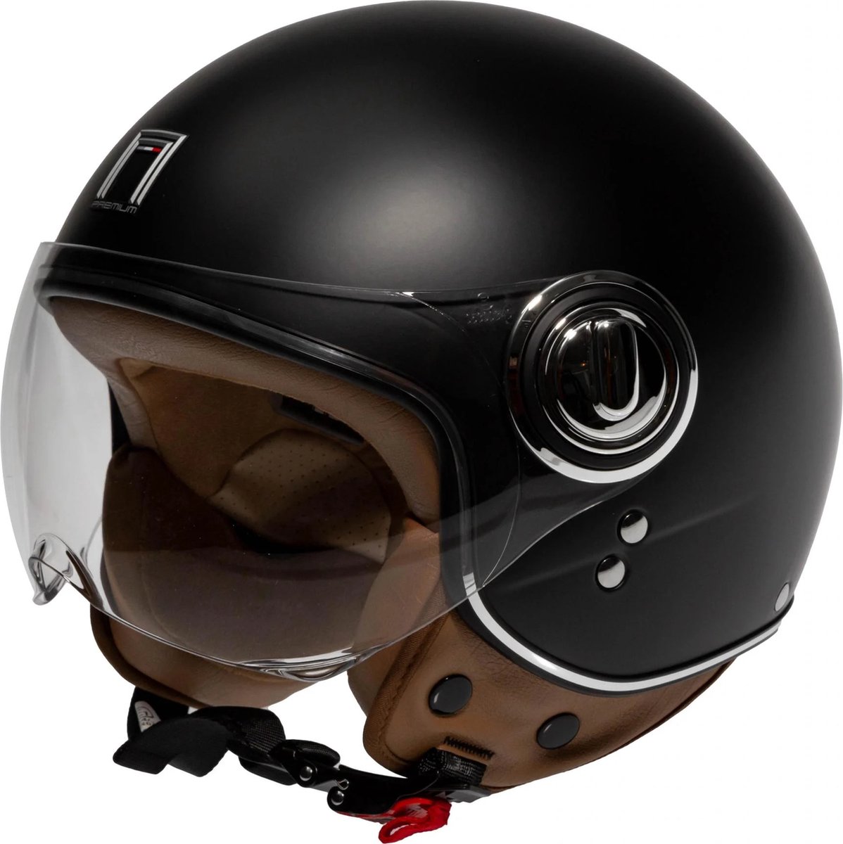 NOX Design Scooterhelm - Fashionhelm voor de scooter - Scooterhelm met kort vizier - Geschikt als Scooter Brommer Motor Snorfiets helm - Gratis Helmtas - Kleur Matzwart - Maat S = 55 tot 56 cm - ECE 22 06