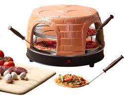 Emerio PO-116124.1 - 8 Persoons - Pre-bake functie - Handgemaakte terracotta koepel - 8 Geïsoleerde bak spatels - RVS bakplaat - Warmhoud functie