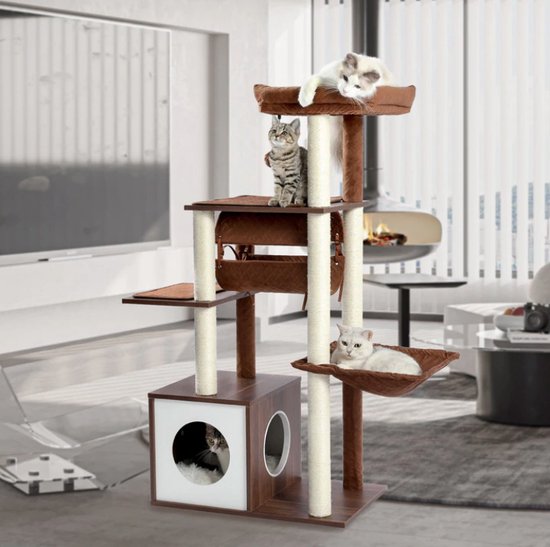 Kattenboom voor Binnenkatten, 153 cm Kattentoren met Kattenhuis