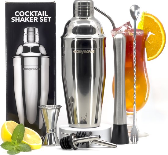 Easynova - Cocktail shaker set - 6 delig - Cocktail shaker - Cocktailset - Geschenkverpakking