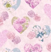 Behang harten roze - 41913