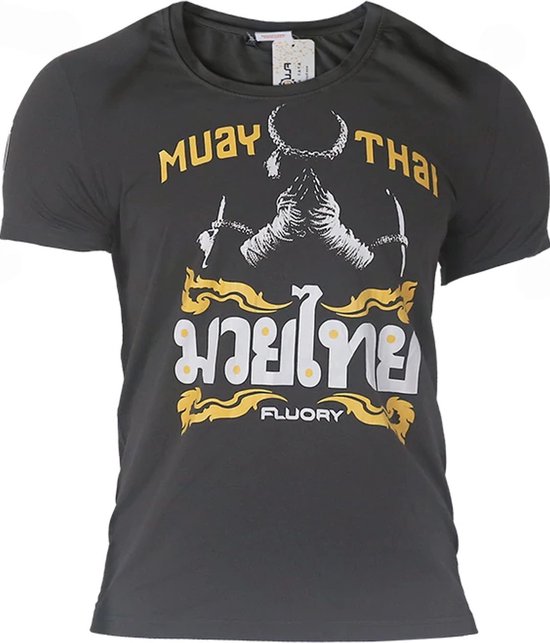 Fluory Mongkon Muay Thai Fighter T-Shirt Grijs maat S