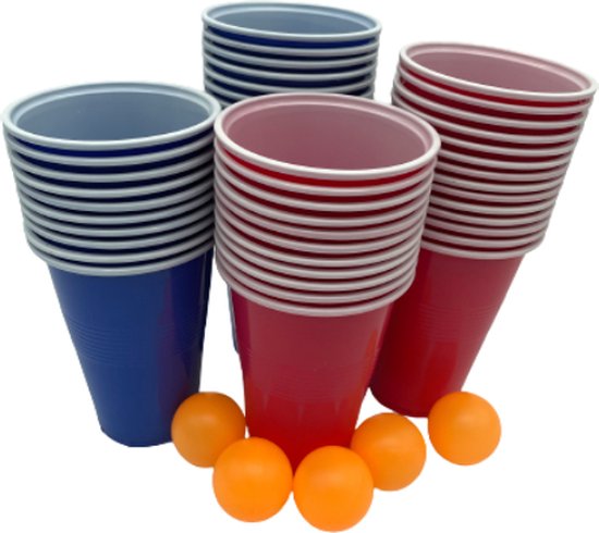 Afbeelding van het spel Kyto Games - Beer pong drankspel - 50 herbruikbare rode en blauwe bekers  (475ml) - incl. 5 balletjes