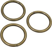 Metalen O-ring brons messing ZWAAR 40 mm - stelringen rvs antiek - 5 bandringen - 4 cm