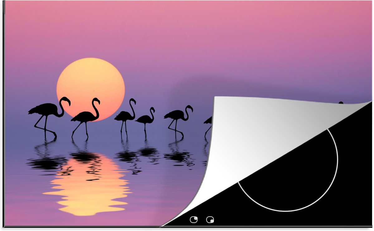 KitchenYeah® Inductie beschermer 78x52 cm - Flamingo - Water - Reflectie - Kookplaataccessoires - Afdekplaat voor kookplaat - Inductiebeschermer - Inductiemat - Inductieplaat mat