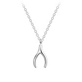 Zilveren ketting wishbone | wensbeentje ketting | ketting dames zilver | sieraden vrouw | Sterling 925 Silver (Echt zilver)