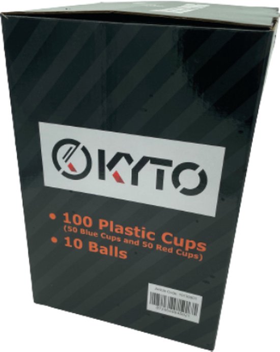 Thumbnail van een extra afbeelding van het spel Kyto Games - Beer pong drankspel - 100 herbruikbare rode en blauwe bekers (475ml) - incl. 10 balletjes