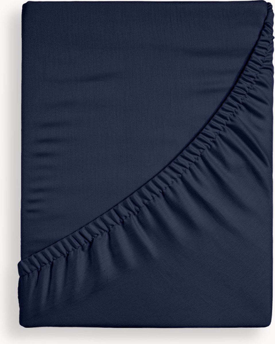 Y-NOT - Crispy Cotton Hoeslaken Matras - 180x200 - tot 25 cm matrasdikte - 100% Katoen - 180 draaddichtheid - Navy