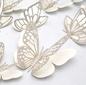 Cake topper 3D decoratie vlinders of muur decoratie met bijgeleverde plakkers 20 stuks Zilver/Wit - 3D vlinders - VL-05