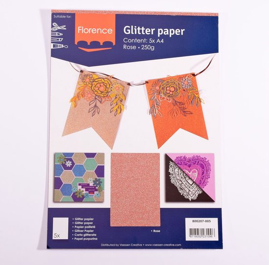 Florence Glitterpapier en karton - A4 gekleurde kaarten maken - geelgoud/bij - 10 vellen - gekleurd papier voor scrapbooking, kaarten maken en ander papierknutselen, 250/216 g/m²