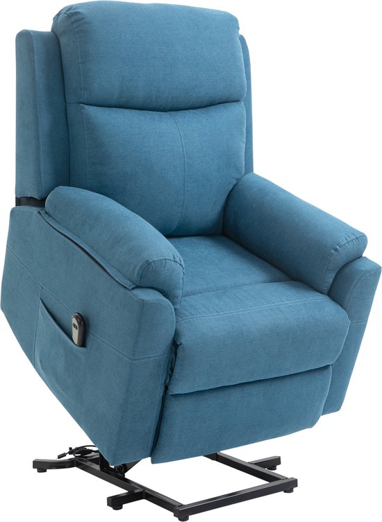 HOMCOM - Fauteuil - Sta-op functie - Afstandsbediening - Blauw