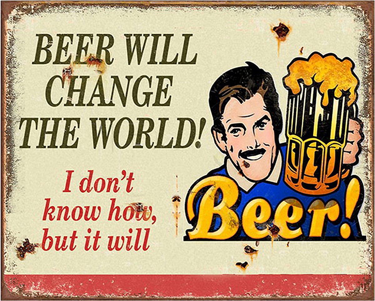 Tekstbord 25x20 cm Beige Rood IJzer