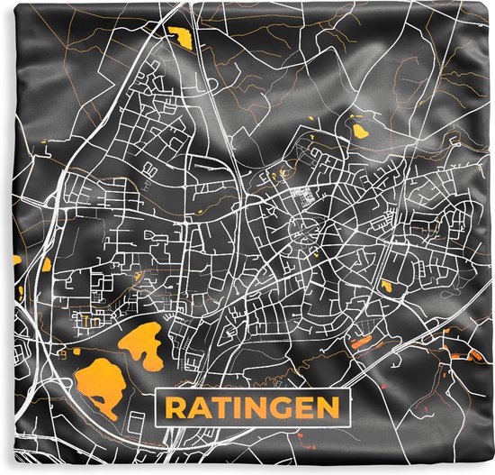 Kussenhoes X Cm Duitsland Black And Gold Ratingen Stadskaart Kaart Bol Com