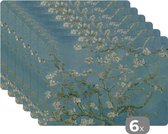 Placemat - Van Gogh - Bloesem - Oude meesters - Vincent van Gogh - 45x30 cm - 6 stuks - Hittebestendig - Anti-Slip - Onderlegger - Afneembaar