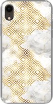 Geschikt voor iPhone XR hoesje - Goud - Marmer print - Patronen - Geometrie - Siliconen Telefoonhoesje