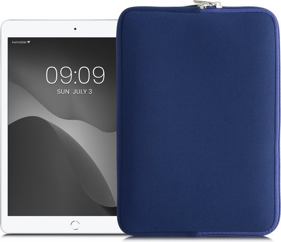 kwmobile universele tablet hoes - Stevige stijlvolle hoes voor tablets - Neopreen tablet sleeve - geschikt voor 9,7"-11" Tablet - donkerblauw