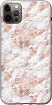 Geschikt voor iPhone 13 Pro Max hoesje - Rose goud - Patroon - Marmer print - Luxe - Siliconen Telefoonhoesje