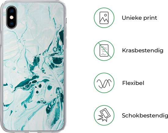 Coque pour iPhone Xs - Imprimé marbré - Peinture à l'huile - Blauw - Coque en Siliconen téléphone -
