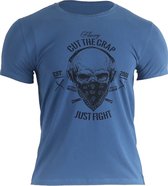Fluory Cut the Crap Just Fight T-shirt Blauw maat XXL
