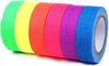 6x Rol Gekleurd Tape - 5 Meter per rol - Fluorescerend - Katoen - Markeertape - Sporttape - Party Blacklight Oplichtend - Fixatietape