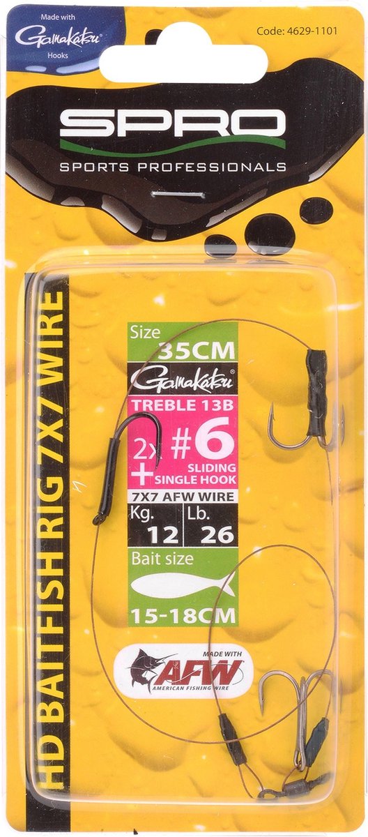Spro HD Baitfish Rig - 35cm- 2x Treble H6 + 1SH - 12kg - Grijs van Spro — afbeelding 2