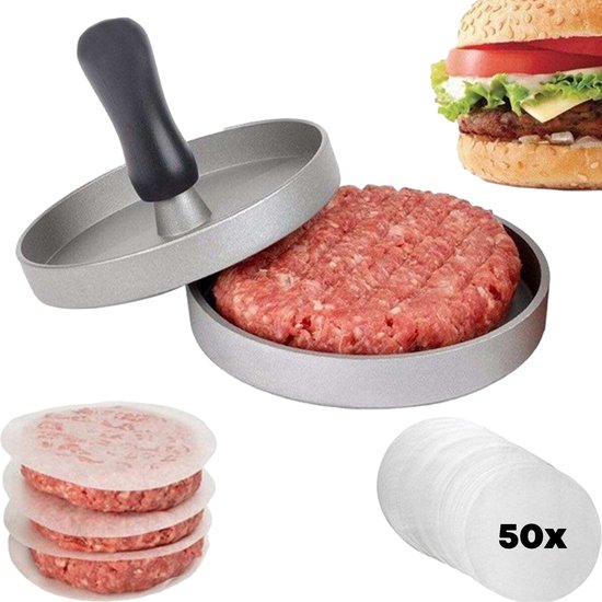Ramen wassen mooi hoofdstuk YUGN Hamburgerpers Hamburgermaker Burger Press RVS - Inclusief 50  Waxpapiertjes - Anti... | bol.com