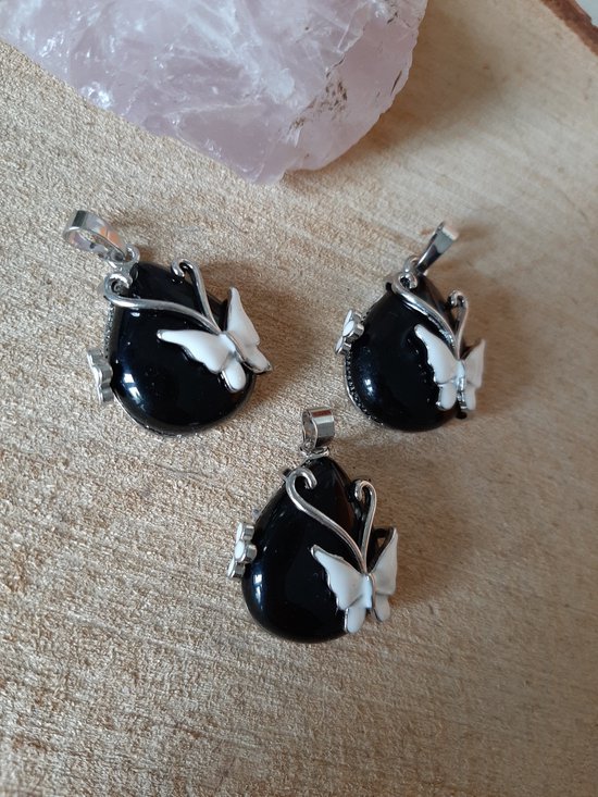 Vlinder druppel hanger van Amethist