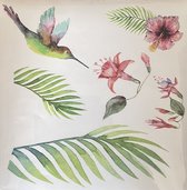Crearreda - Raamstickers - Tropische Bladeren - Bloemen - Kolibrie
