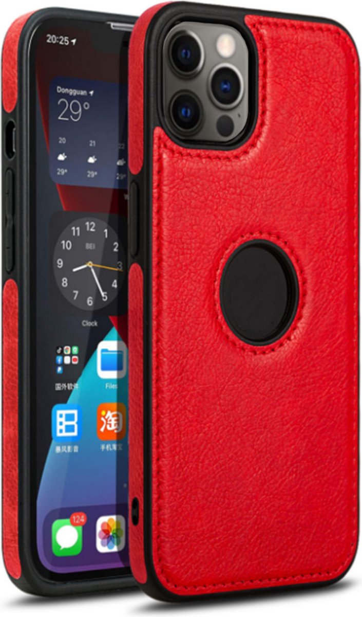 Smartphonica iPhone 13 Pro Max leren hoesje - Rood geschikt voor iPhone 13 Pro Max