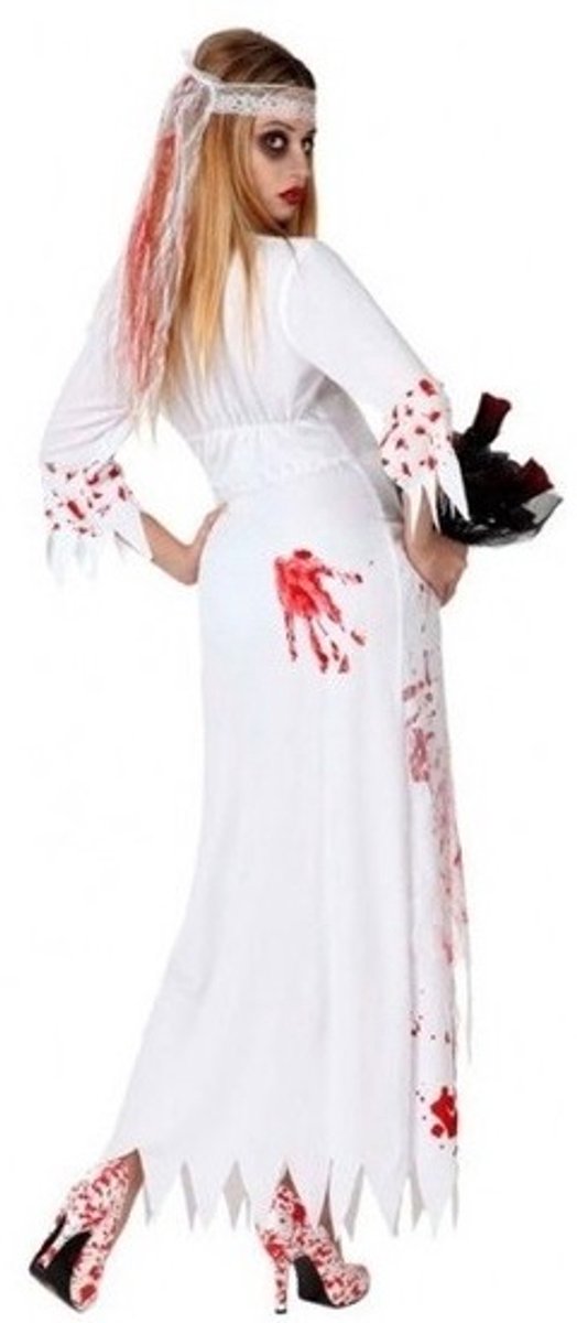 Costume Halloween Femme Robe Mariée Zombie - Robe Médiévale Avec éclaboussures De Sang, Grandes Tailles