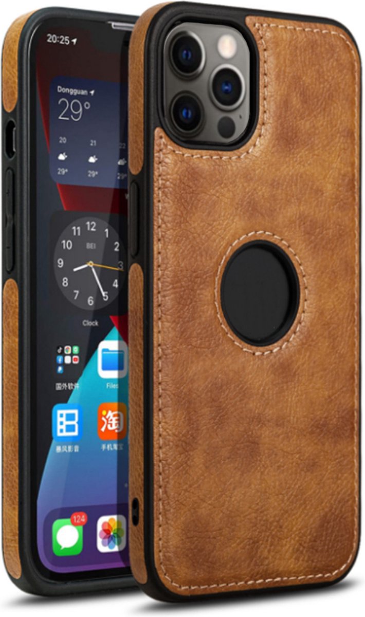 Smartphonica iPhone 12 Pro Max leren hoesje - Bruin geschikt voor iPhone 12 Pro Max