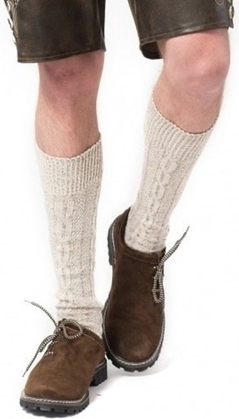Tiroler kousen - gebroken wit - volwassen - Oktoberfest verkleed sokken - bierfeest - Kniekousen hoge sokken - Bierfeest verkleedaccessoires 39-42