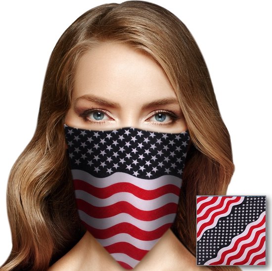 Bandana USA vlag thema - voor volwassenen - Amerika - katoen - supporters