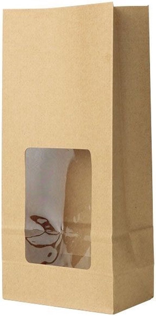 Milieuvriendelijk Kraft Zakken met Venster Bruin 11x6x23,5 cm (500 stuks)