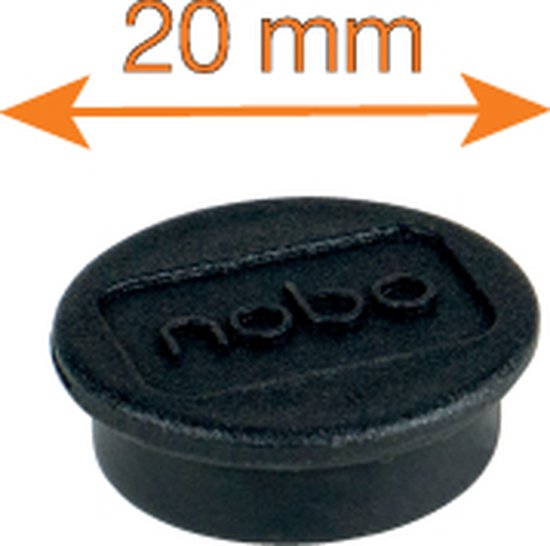 Nobo Whiteboard Magneten  - 20mm - 8 Stuks - Zwart - Nobo