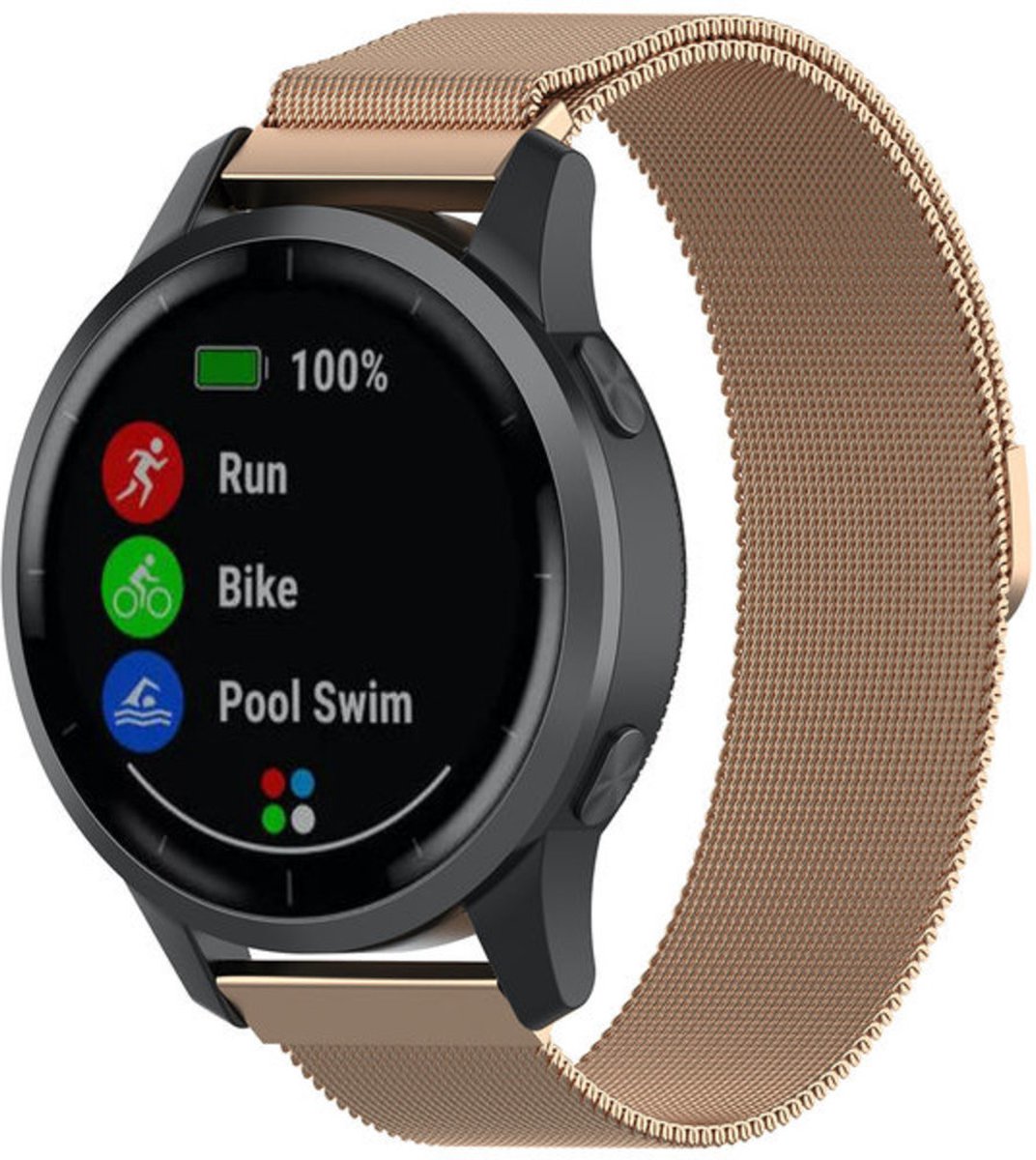Milanees bandje - rosegoud, geschikt voor Garmin Vivoactive 4 en Venu 2