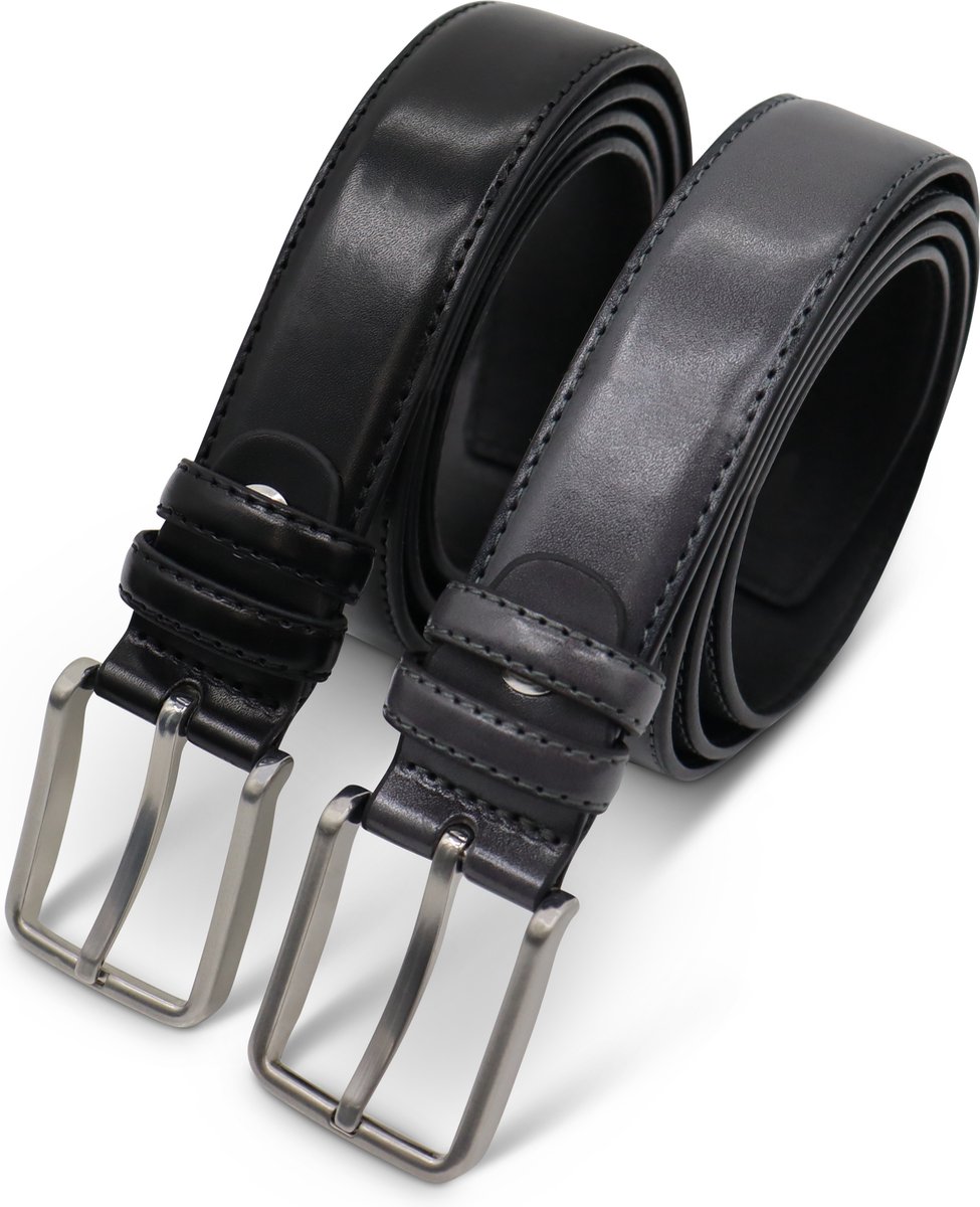 Safekeepers riem heren - ceintuur heren - mannen riem leer - 2 stuks - Zwart en grijs- 95