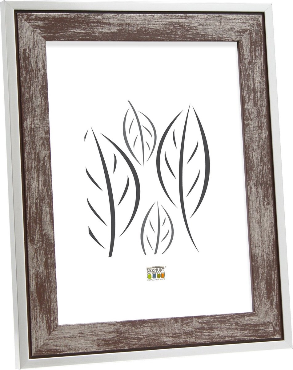 Deknudt Frames fotolijst S43RE3 - bruin - zilverkleurige rand - 30x30