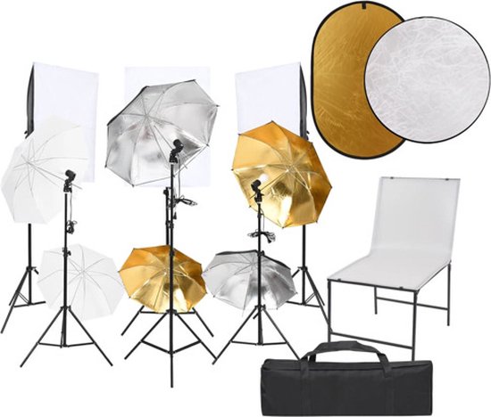 Fotostudioset met verlichtingsset en achtergrond kopen