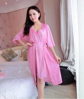 Satijnen Pyjama Voor Vrouwen - Sexy Nachtkleding - Pyjama Set - One Size - Roze
