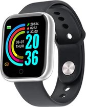 Belesy® Base - Smartwatch - Horloge - 1,3 inch Kleurenscherm - Stappenteller - Bloeddrukmeter - Verbrande calorieën - 3x sportmodus - Siliconen - Zilver - Zwart - Moederdag