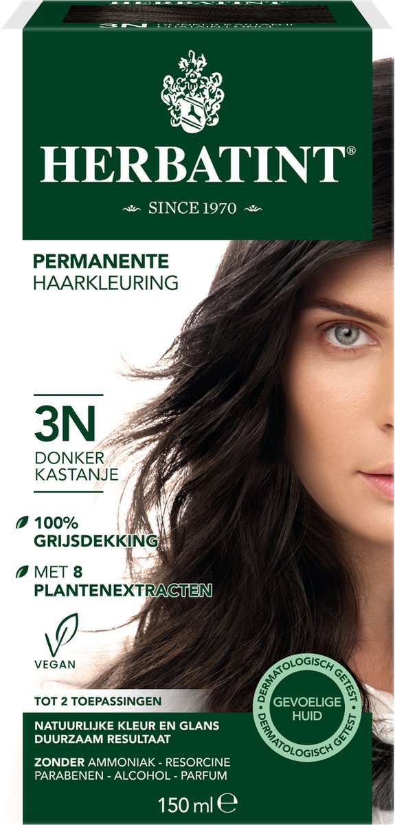 Herbatint 3N Donker Kastanje Haarverf Permanente vegan haarkleuring 8... bol