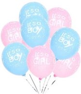 10 genderreveal ballonnen It's a Girl en I's a Boy roze en blauw met witte tekst en afbeeldingen - ballon - girl - roze - babyshower - genderreveal