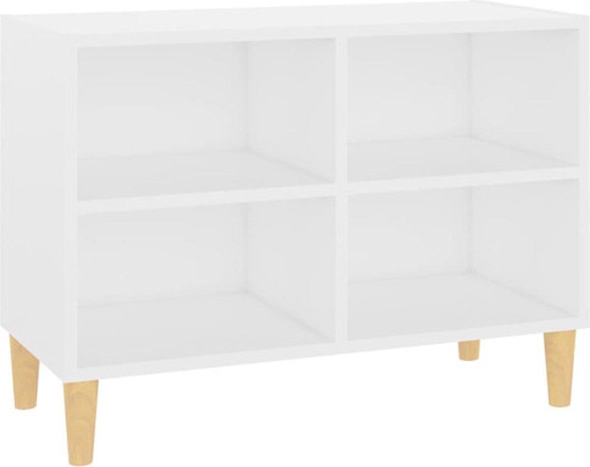 vidaXL - Tv-meubel - met - massief - houten - poten - 69,5x30x50 - cm - wit